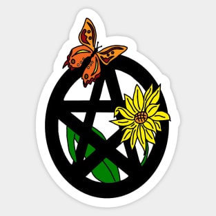 Butterfly and Sunflower Pentacle Sticker